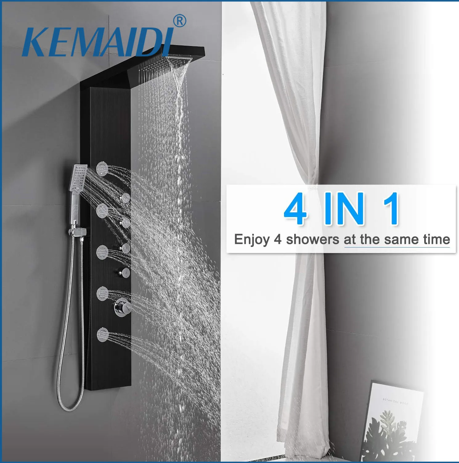 kemaidi painel de chuveiro portatil com chuva cascata chuveiro de funcoes sistema de massagem de chuva coluna de chuveiro de parede 01