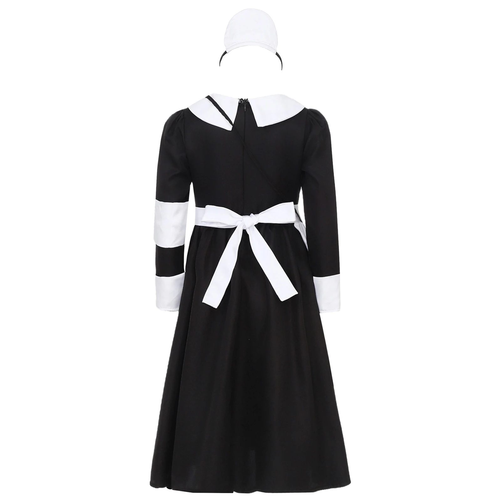 Костюм медсестры из 4 предметов для девочек, платье с отложным воротником и длинными рукавами, рюшами и крестообразным принтом, головной убор, повязка на руку, фартук, платье медсестры на Хэллоуин