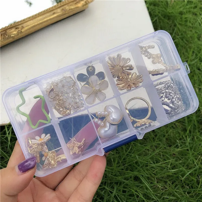 1pc Transparent Plastic 10 Grids Cells Portable Jewelry Pills Storage Box Container Ring Electronic Parts Screw Beads Organizer