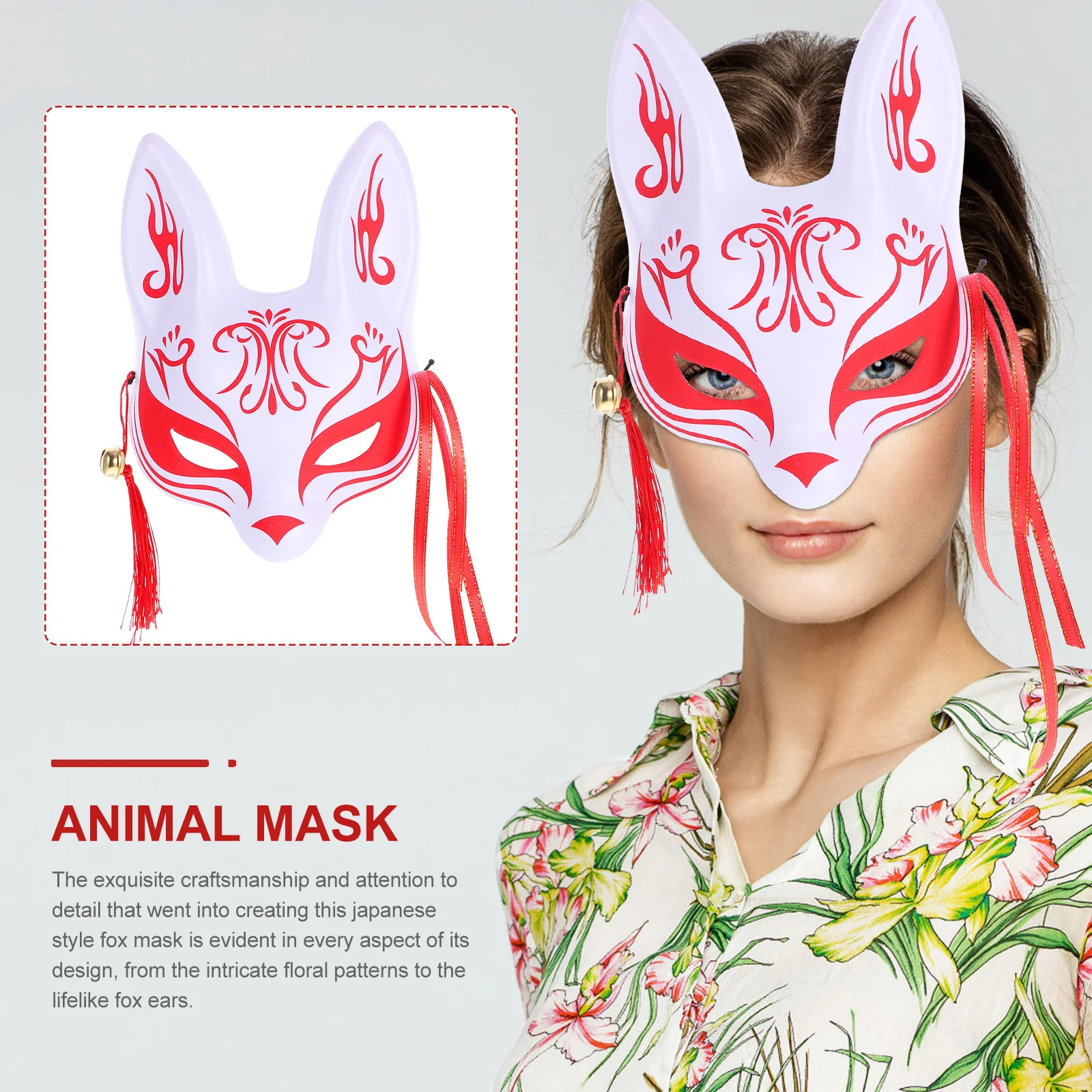 

Cherry Blossom Animal Mask Japanese Style Foxes for Masquerade Party Half Facial