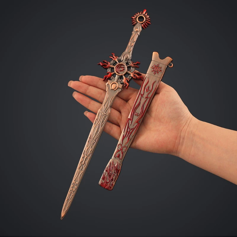 30ซม./11.81inอะนิเมะอุปกรณ์ต่อพ่วงGolden Lightหุ่นแสดงอายุดาบอาวุธโลหะคอลเลกชันตกแต่งPropsเครื่องประดับของเล่น