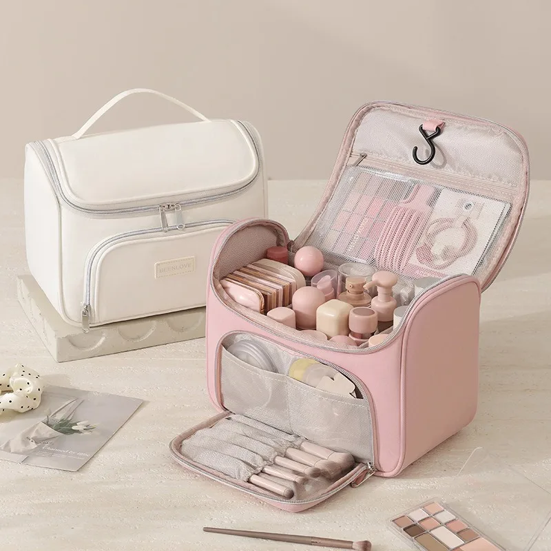 2027 Multiple Columns Toiletry Bag Large Capacity Portable Travel Cosmetic Bag Pocket Makeup Camera Handbag Home Storage Supply