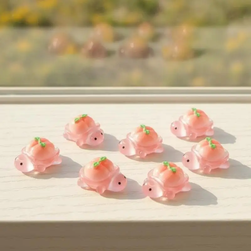 Glow In Dark Mini Turtle Figurines Cute Pink Peach Resin Crafts for DIY Handmade Projects Home Shelf Decor Gifts