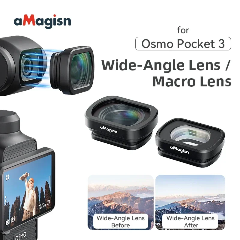 

Macro / Wide-Angle Lens for DJI Osmo Pocket 3,Optical Glass / Magnetic Attach /Aluminum Frame Camera Lens for Pocket3