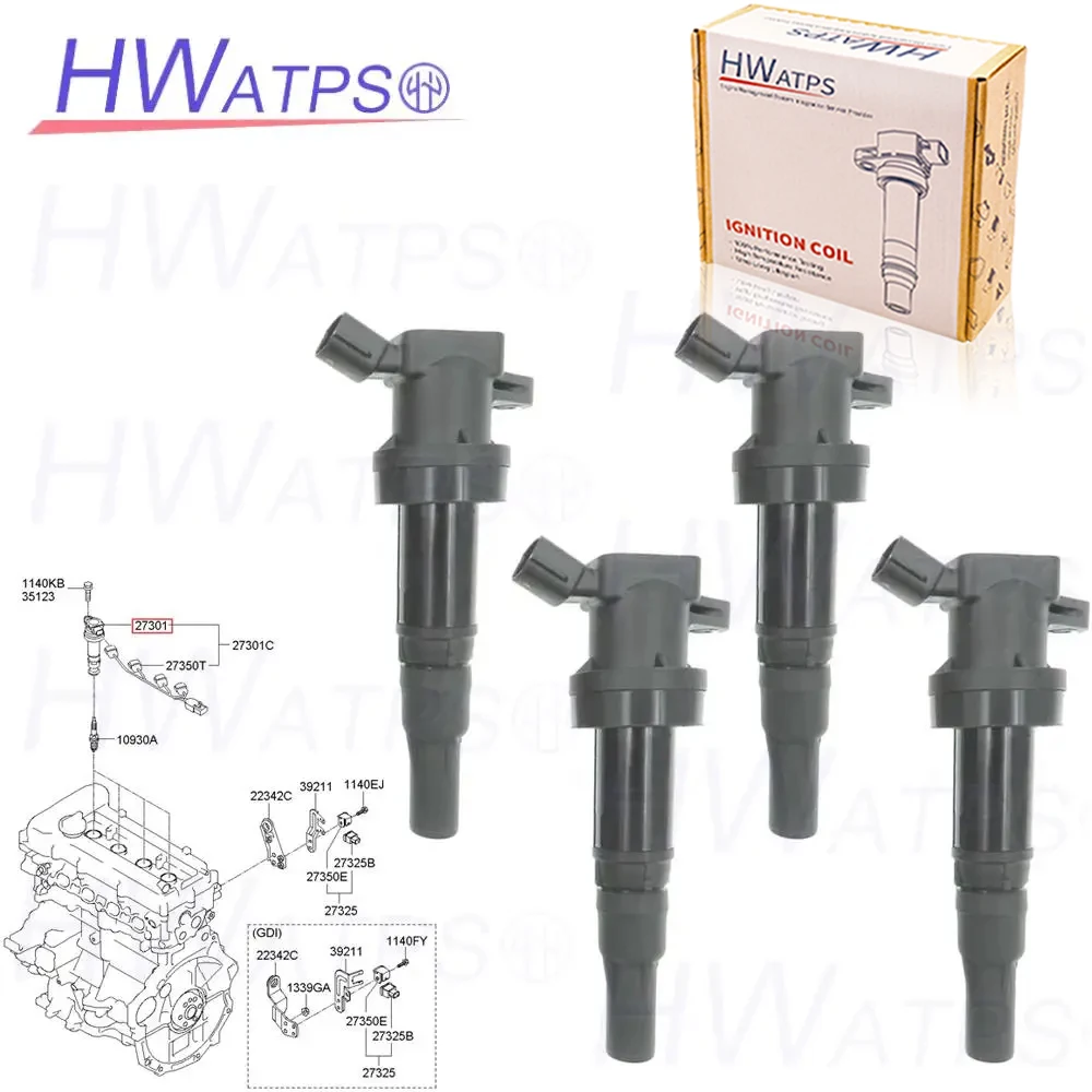 

4pcs Ignition Coil 27301-03200 Wire For Hyundai Accent 2014 I25 1.4L 14-17 For Kia Ceed I20 I30 12-15 1.4L 27301 03200