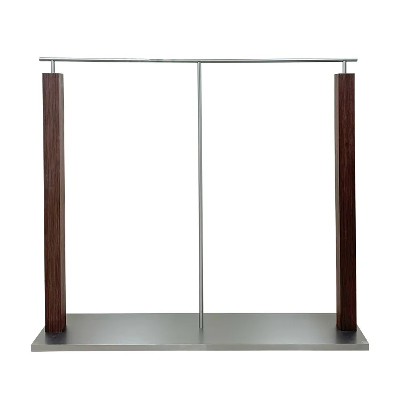 

Stainless steel floor hanger walnut solid wood men's and women's clothing store display rack children's clothing shelf