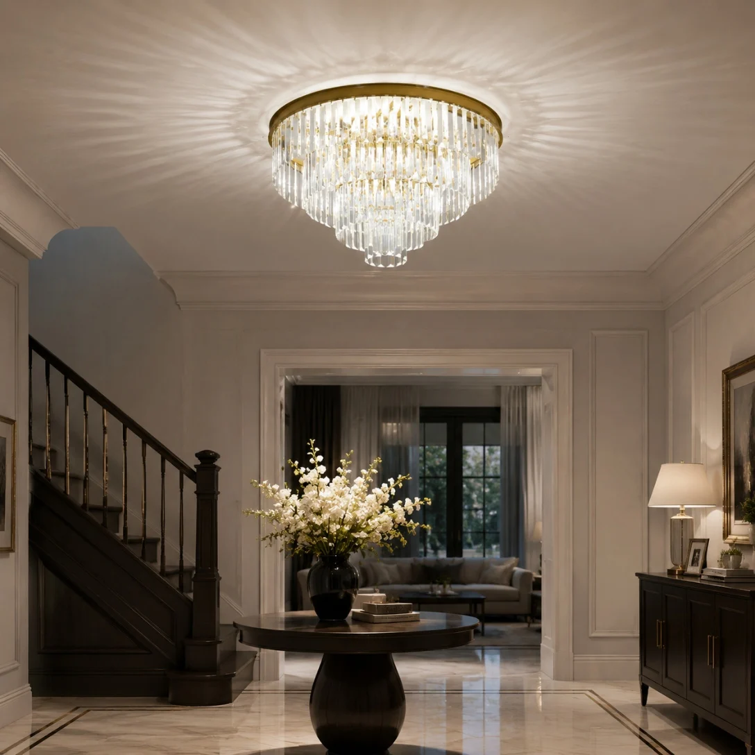 LED Crystal Chandelier Modern Simple Style Ceiling Light for Living Room Bedroom Hallway Decorative Lighting Fixtures
