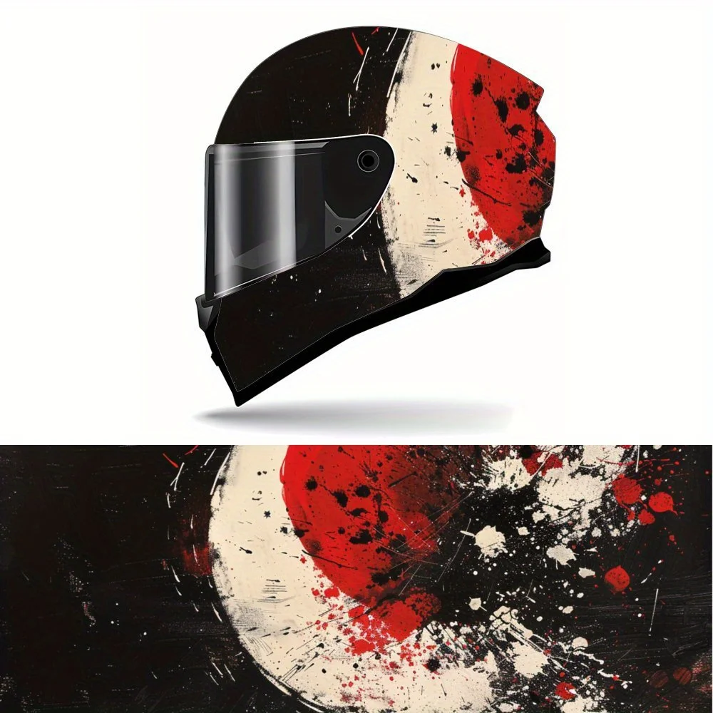 

Dramatic Red - Black Abstract Helmet Vinyl Wraps, Waterproof Self-adhesive Helmet Vinyl Wraps, Surface Protection, Personalized