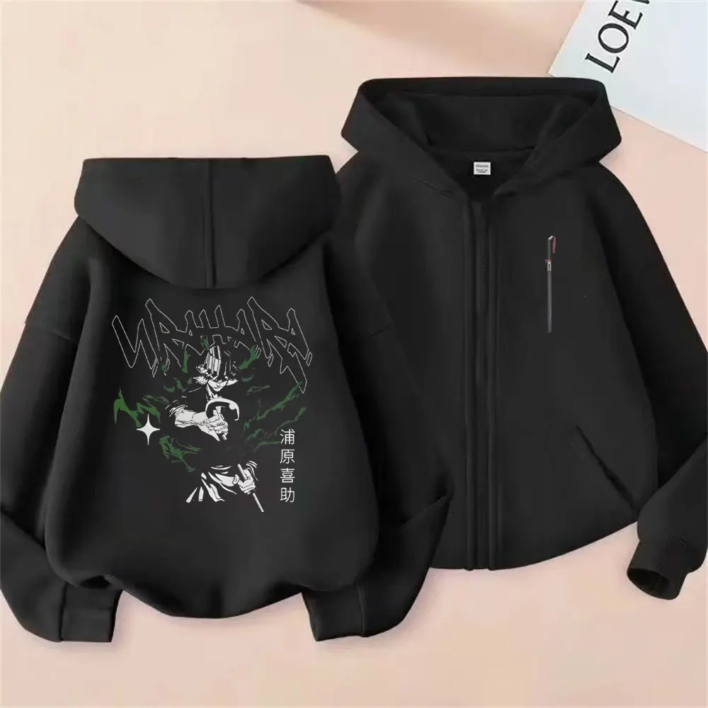 

Anime Bleach Urahara Kisuke Graphic Zipper Hoodie Men Women Vintage Oversized Zip Up Jacket Coat Unisex Fashion Casual Hoodies