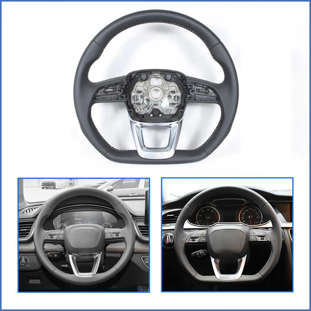 

Leather flat-bottom steering wheel sports For Audi Q3 SQ3 RSQ3 2019-2025 full perforated semi perforated steering wheel
