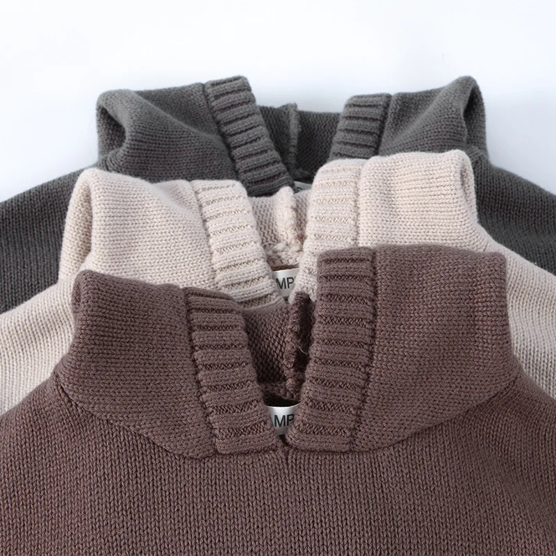 ‌2026 Fall Winter Kids Hooded Cardigan Korean Style Practical Vintage Casual Long Sleeve Sweater for Children Boy Girl Unisex