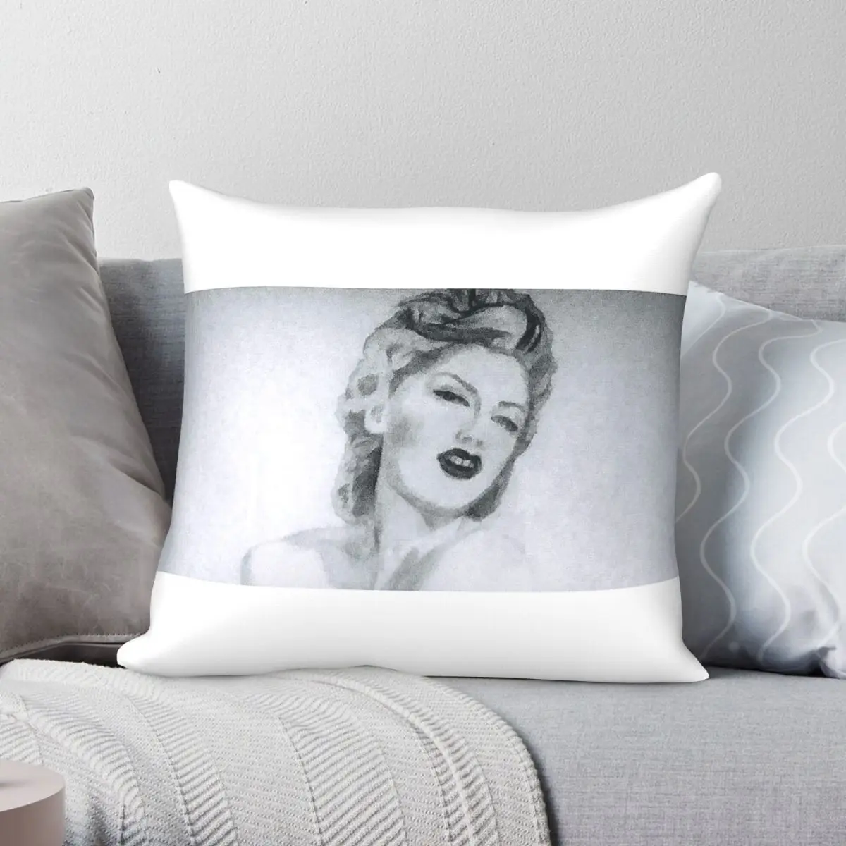 Pretty Model Pose Square Pillowcase Polyester Linen Velvet Pattern Zip Decorative Pillow Case Sofa Seater Cushion Cover