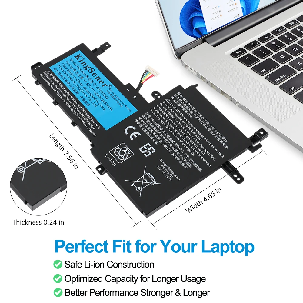 KingSener B31N1842 Bateria do laptopa ASUS VivoBook 15 F513EA K513E KM513UA M513IA S513EA S531F S533UA X513EA X531FA X531FL 42WH — zdjęcie produktu 4