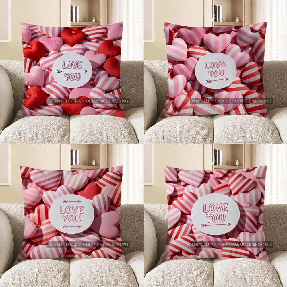 

2D Love Hearts With Love You, наволочка с рисунком, подходит для дивана, спальни, автомобиля, наволочка