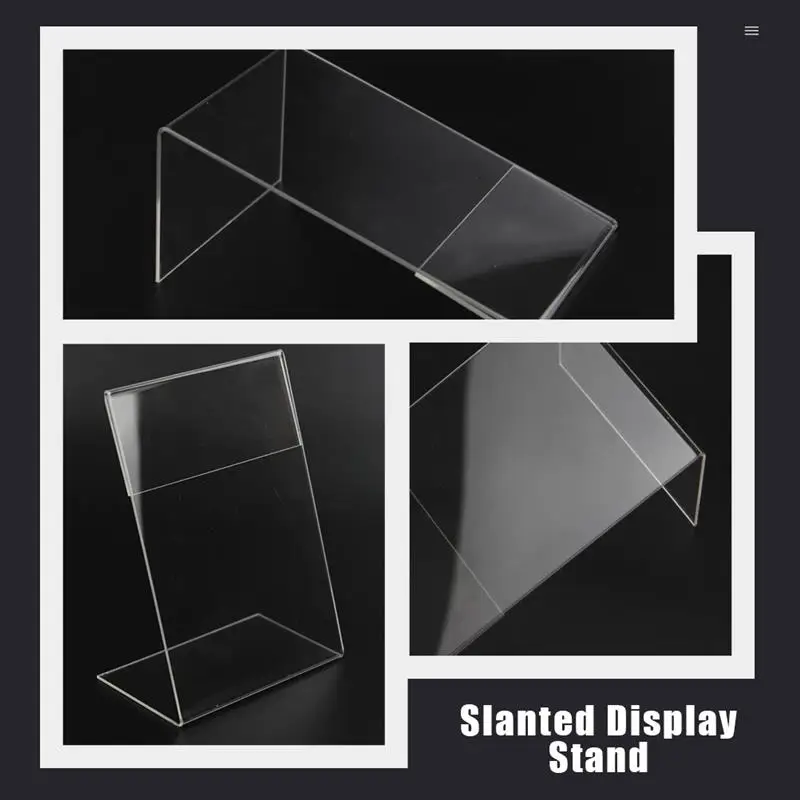 9Pcs Acrylic Display Stand Clear Price Tag Price Display Card L-Shape Slanted Sign Holders Desktop Paper Menu Pictures Holder