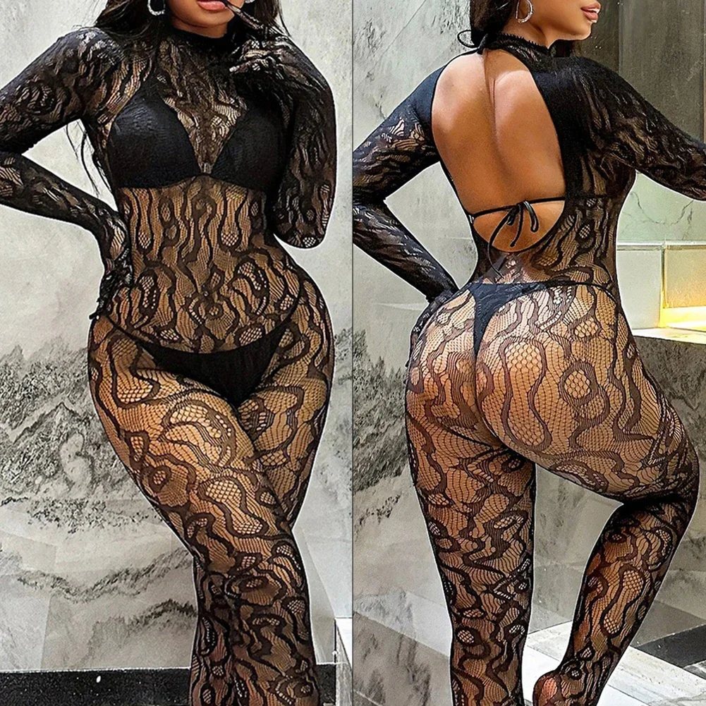 Frauen Erotische Body Strumpf Fishnet Mesh Strampler Club Overall Sexy Durchsichtige Strumpfhosen Dünne Sheer Versuchung Unterwäsche