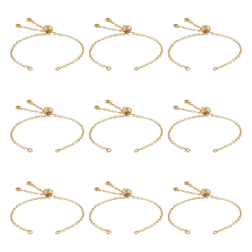 

10Pcs Brass Cable Chain Link Bracelet Making Findings with Cubic Zirconia for Adjustable Connector Charm Slider Bracelets Making