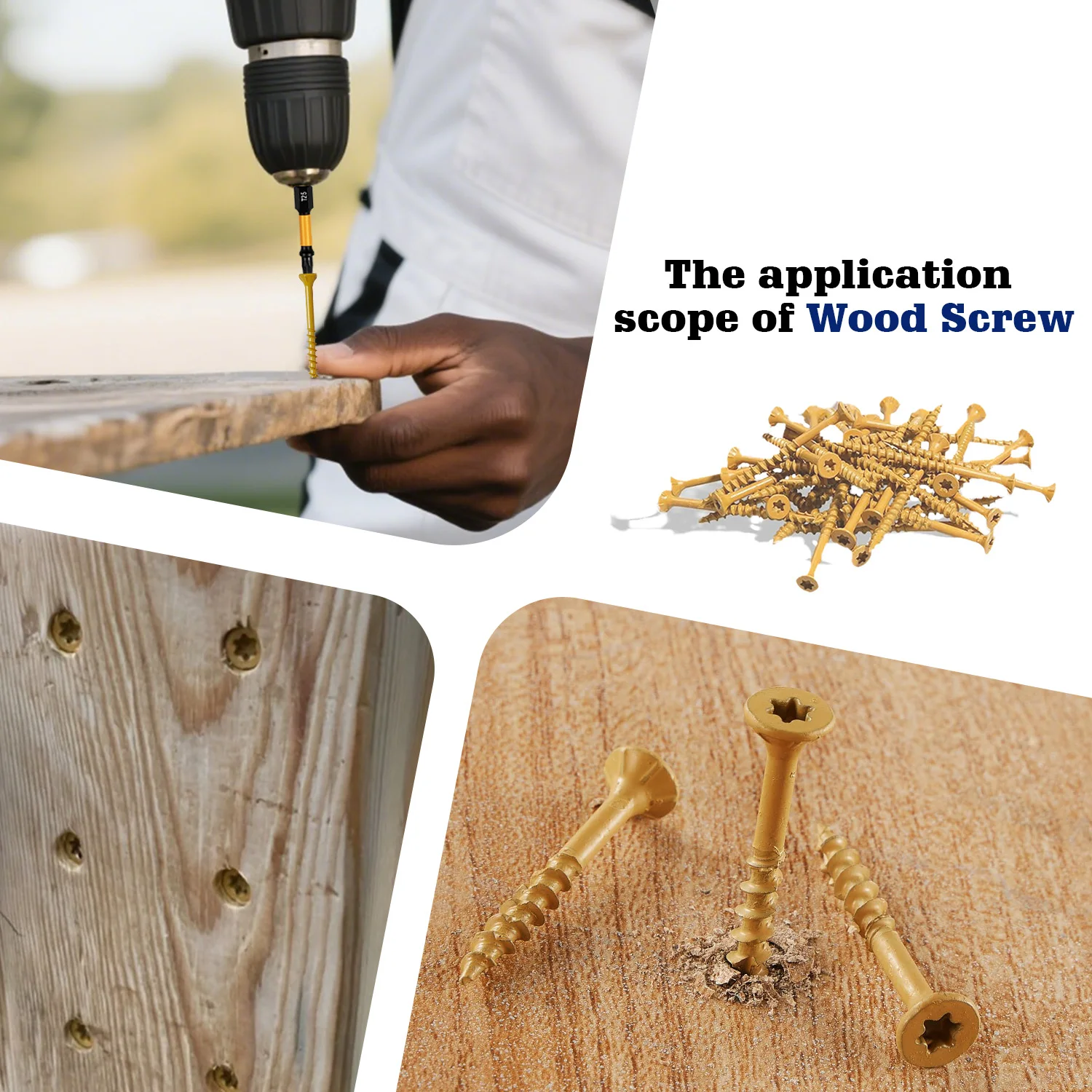 VKKM 150 piezas # 8×2-1/2" Amarillo - Tornillos para madera con cubierta recubierta - Unidad Torx T25, broca incluida, para terraza y carpintería al aire libre