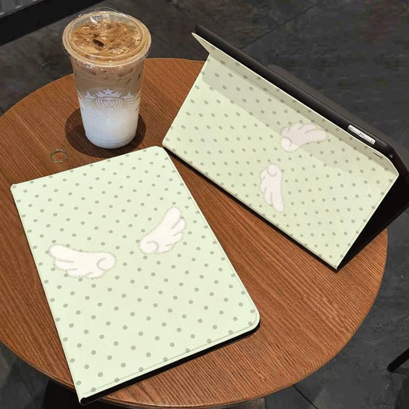 Yellow Note Wing Polka Dot Tablet Case For iPad Pro 11 12.9 13 A16 M2 M4 M3 M5 Shell 5/6/7/8/9/10/11th Mini Air 3 4 5 6 7 Cover