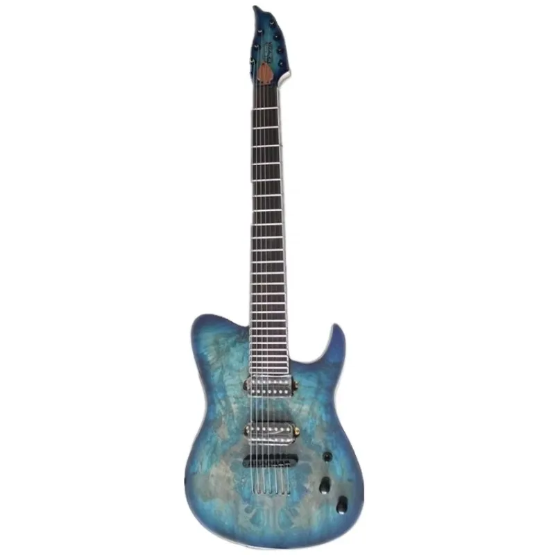 

STLF Weifang 7 String Burl Maple Electric Guitar in Blue Sunburst Colour