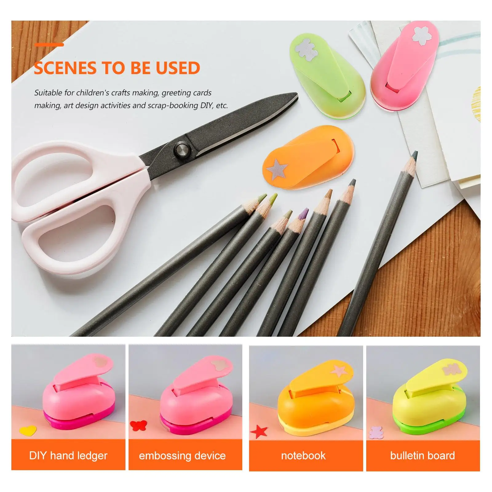 5 Pcs Scrapbook Craft Hole Punch Shape Puncher for Kids Press Crafts Decorative Round Child