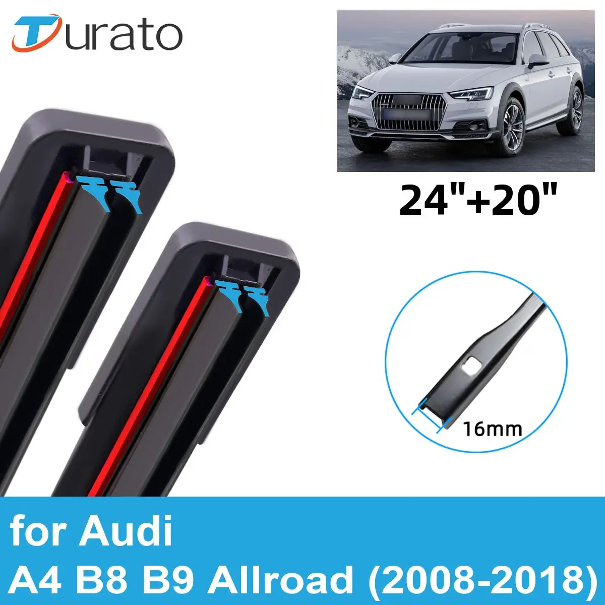 2PCS Car Wiper Blades for 2008-2018 Audi A4 B8 B9 Allroad Front Windscreen Windshield Double Rubber Car Accessories  2017 2018