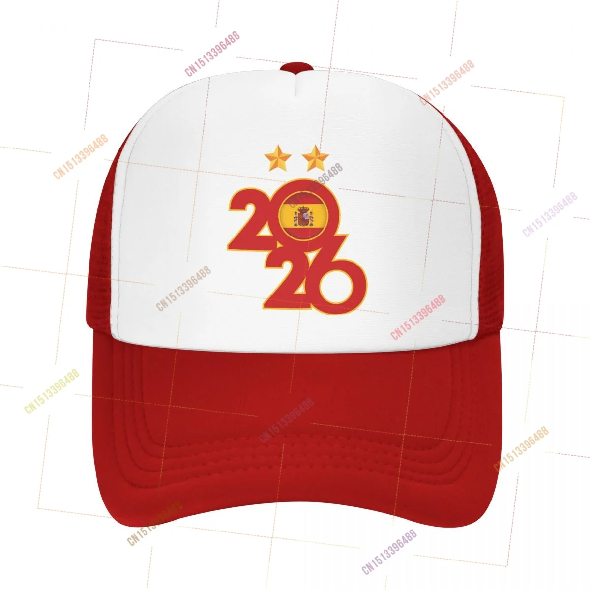 2026 Spain 2 Stars Champions Mesh Baseball Cap Sun Breathable Adjustable Men Women Outdoor Soccer Hat For Fans Gift