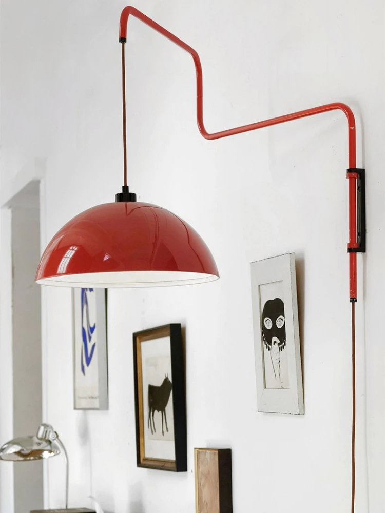 Imagem -03 - Retrátil Rocker Chandelier Vermelho Branco Fiação- Folding Wall Lamp Sala de Estar Parede Quarto Cabeceira Restaurante Home Decor E27