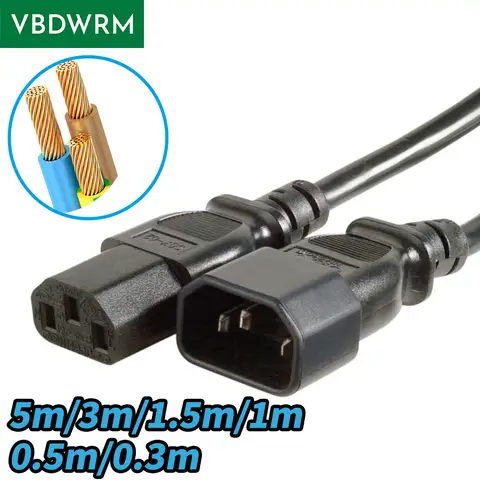 IEC C13 to C14 Power Cord 18AWG Computer Power Cable IEC320C14 TO IEC320C13 Power Extension Cable 3M,1.5M,1M,0.3M