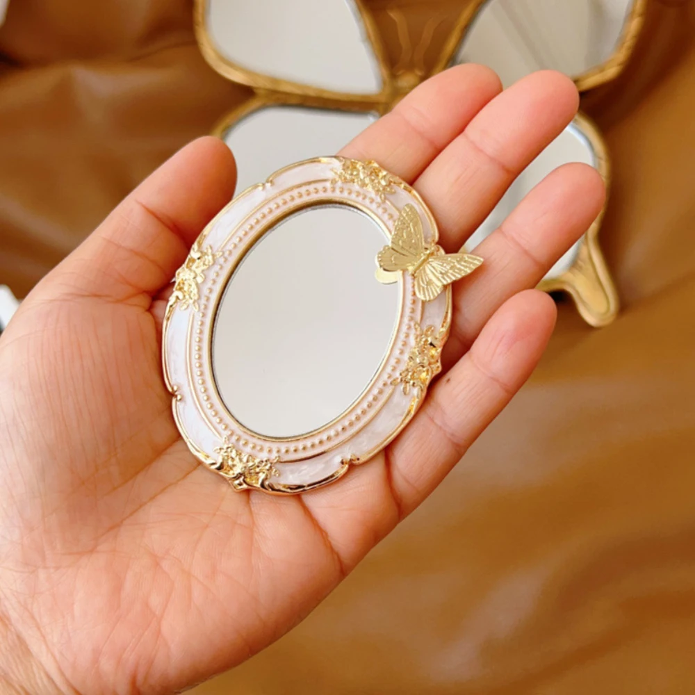 Exquisite Butterfly Makeup Mirrors Retro European-style Relief Hand Mirror Portable Makeup Mirror Home Room Decoration Gift
