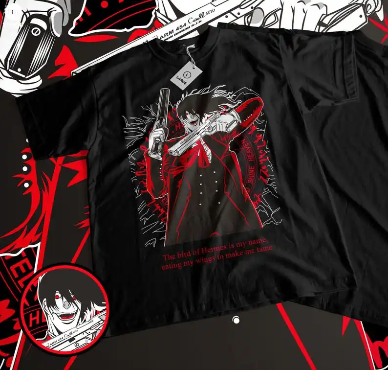 Camiseta unissex Dark Sorcery Hunter – Anime Manga Gótico Vestuário, estilo de terror japonês dos anos 2000, camiseta gráfica de fantasia sobrenatural, Vam