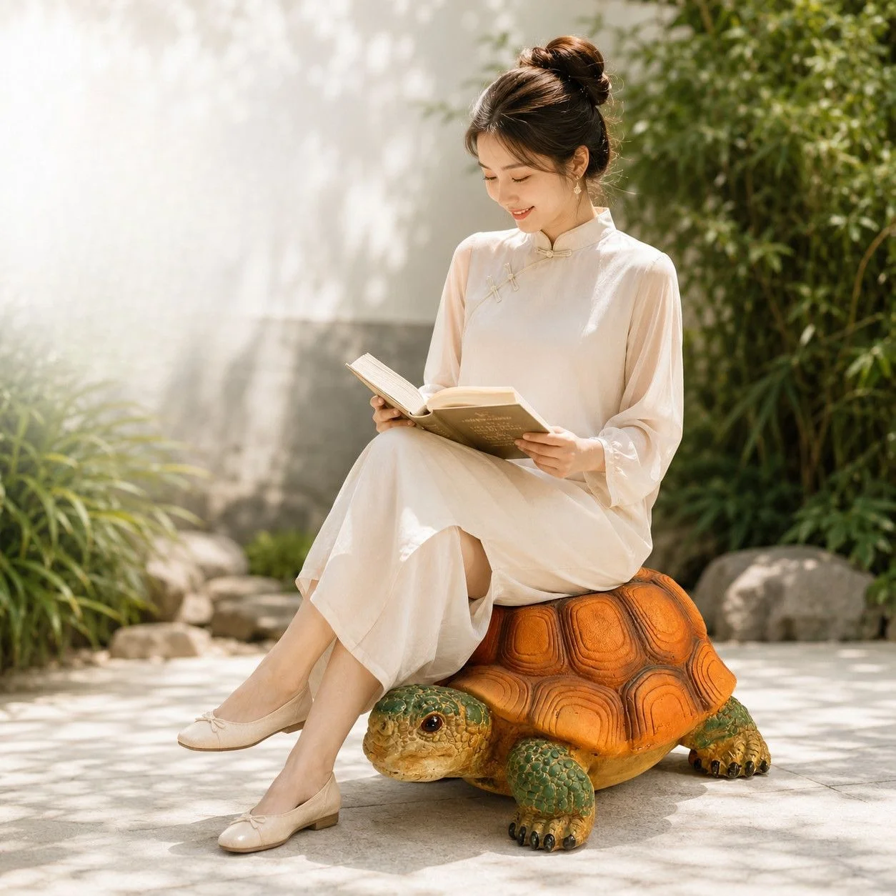 Creative Outdoor Garden Tortoise Stool, Simulated Animal Turtle Stool Statue, Multi-purpose Seat for Courtyard Landscape Decor