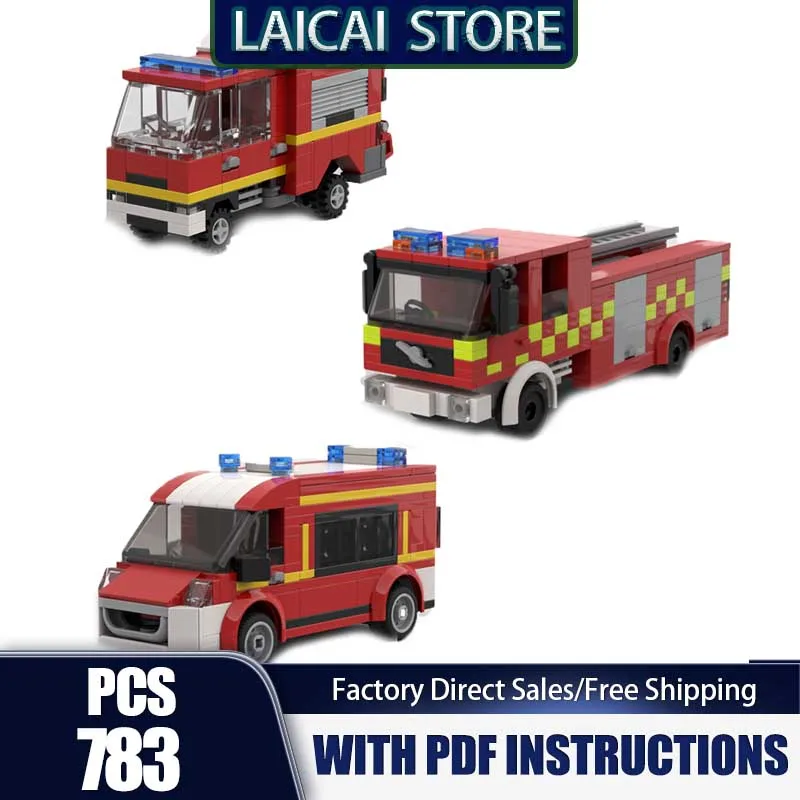

Urban Car Moc Building Bricks French and British Fire Trucks Model Technology Blocks Magical Rings Assembly Gift Toys DIY Sets