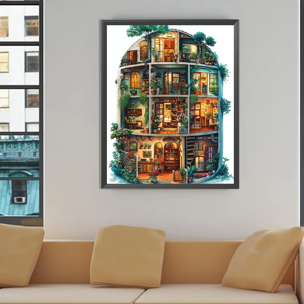 Hosue جزئية AB الماس الحفر المستديرة DIY الماس طقم الطلاء ديكور المنزل 45x55cm #3