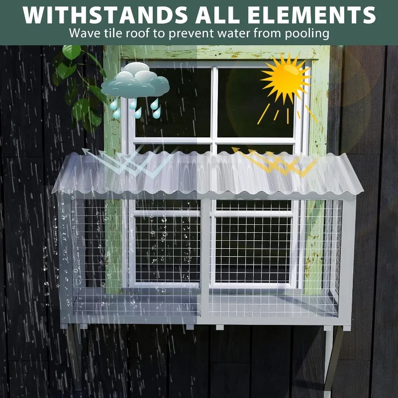 Window Catio, Catio Outdoor Cat Enclosure Window Box, Wooden Cat Window Perch
