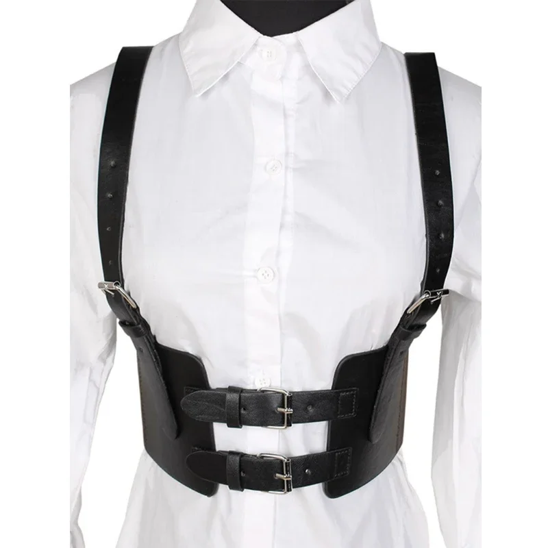 Fashion Cummerbunds Adjustable Buckle Black PU Leather Belt Ladies Bustier Girl Punk Street Waist Corset Shaper Accessories