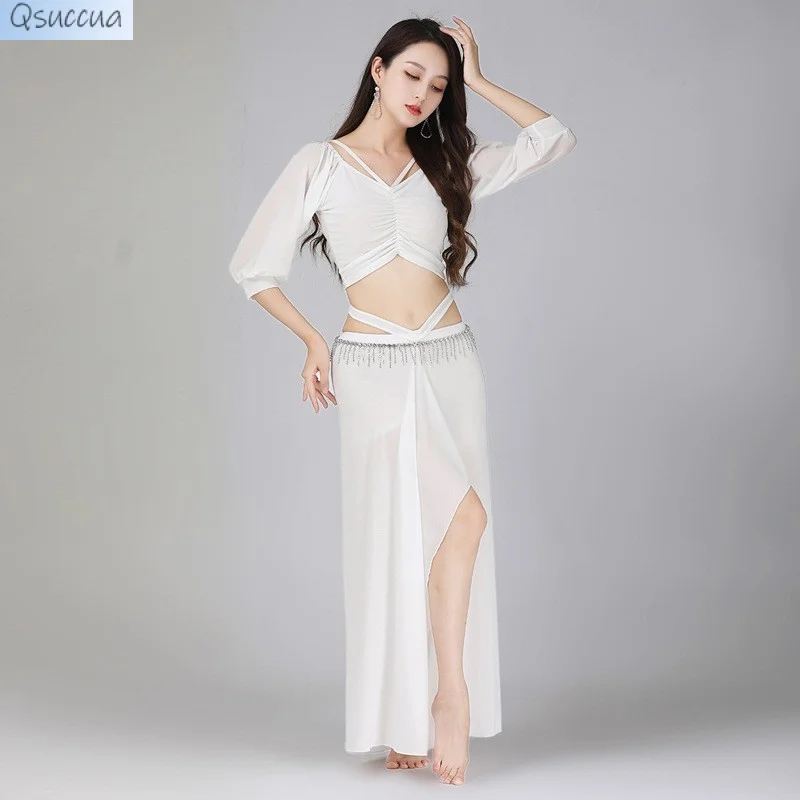 New Spring And Summer Dance Belly Dance Suit Practice Large Size Mesh Sexy Performance Suit