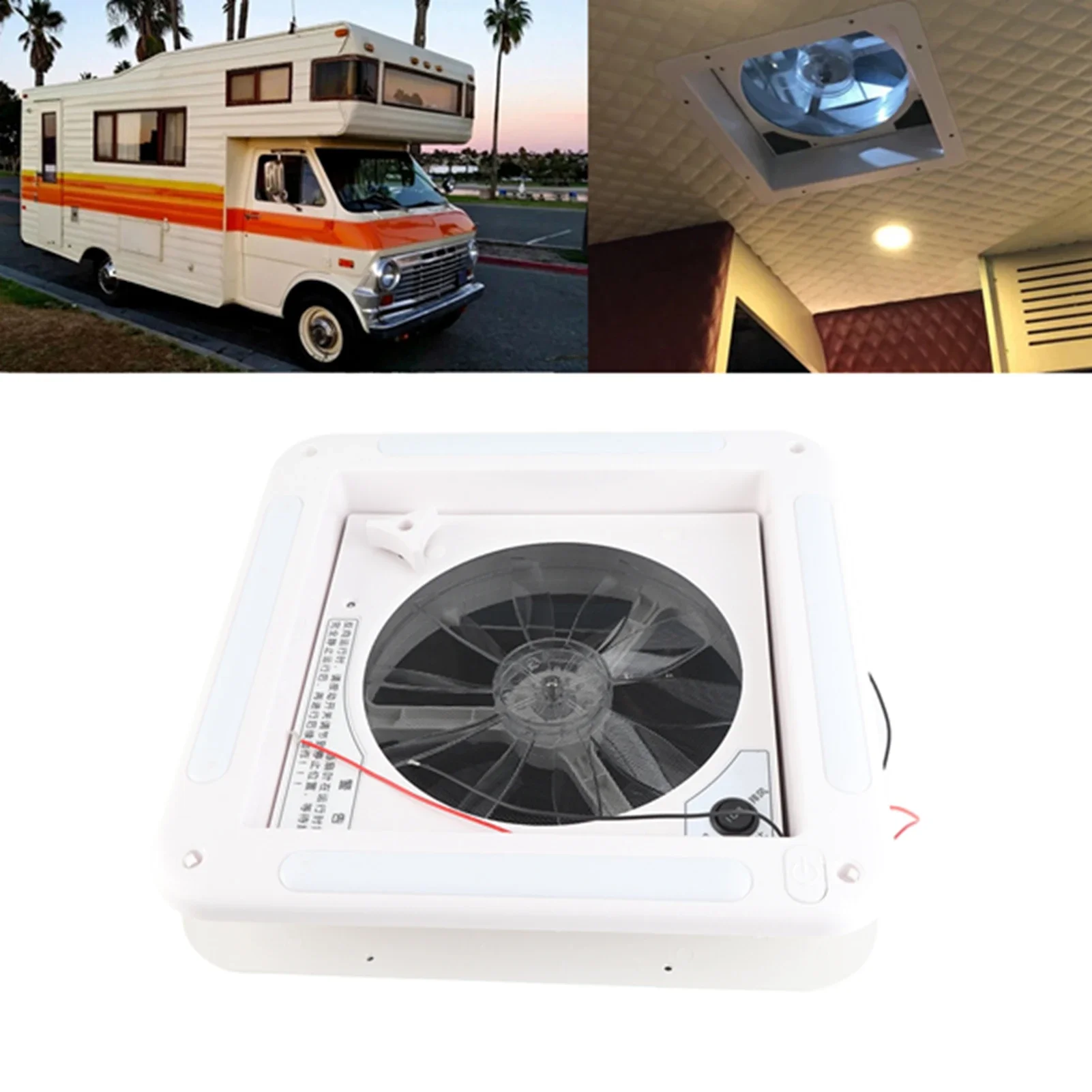 

Motorhomes Vents 12V Manual Control Vents Fan Ceiling 2‑Way Air Ventilation with LED Light for RV Bus 11 X 11in RV Fan