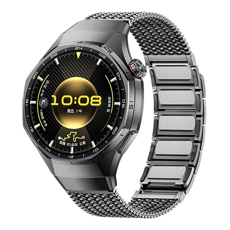 Magnetic Band for Huawei Watch GT 6 Pro Metal Mesh Link Strap Push-Button Quick Release Seamless Fit Business Style