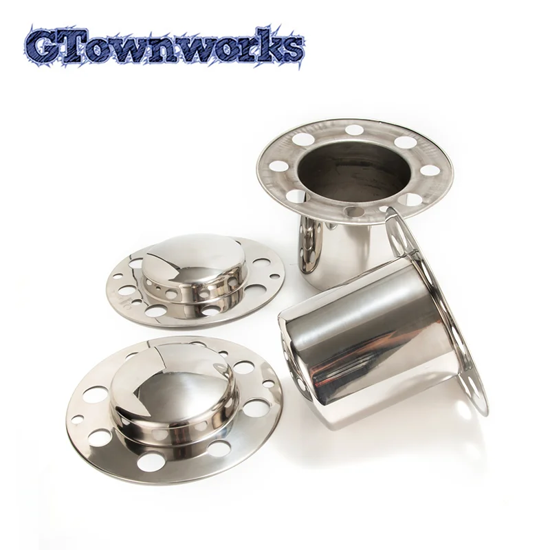 

GTownworks 2pcs/4pcs 4.90" Stainless Push-Thru Center Caps Fit For 134-1 134 4.9" Shaft Base Diameter Trailer Wheel Center Caps