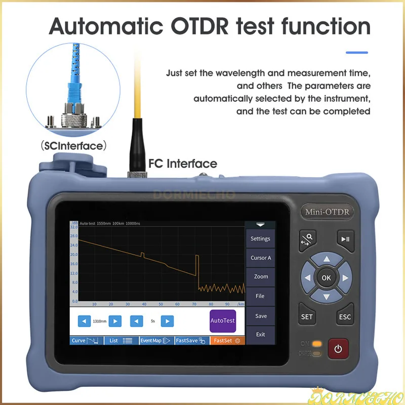 Imagem -04 - Otdr Fibra Óptica Reflectometer Touch Screen Vfl Ols Opm Ethernet Cabo Tester Aua800 12 em 1310 1550nm 26 24db Alta Qualidade