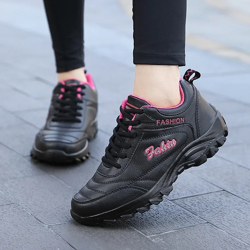 Autumn Winter Sneakers Women Comfort Soft Sole Non Slip Casual Shoes for Women PU Waterproof Sport Shoes Zapatillas