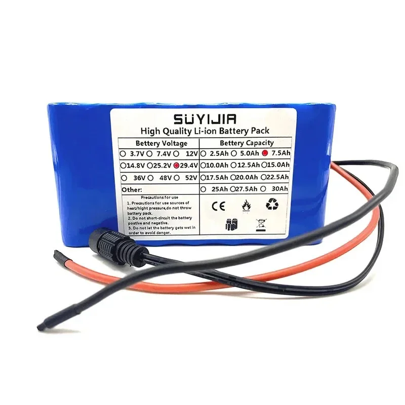 Novo pacote de bateria 24v 7s3p 18650 li-ion 24v 7500mah 5ah com bms + 29.4v 2a carregador para bicicleta elétrica bateria de lítio