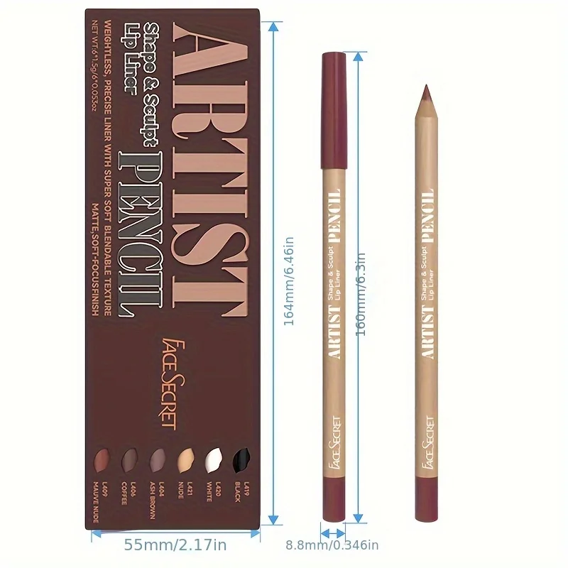 6 pezzi/set Nuovo set di penne per labbra Set di matite per labbra opache impermeabili per trucco: cosmetici di lunga durata, durevoli e facili da colorare