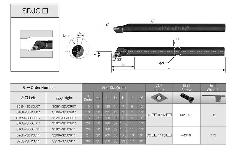 BEYOND S08K-SDJCR07 S10K-SDJCR07 S12M-SDJCR07 내부 선반 공구 홀더, CNC 카바이드 인서트 생크, 8mm, 10mm, 12mm, SDJCR, DCMT 사용