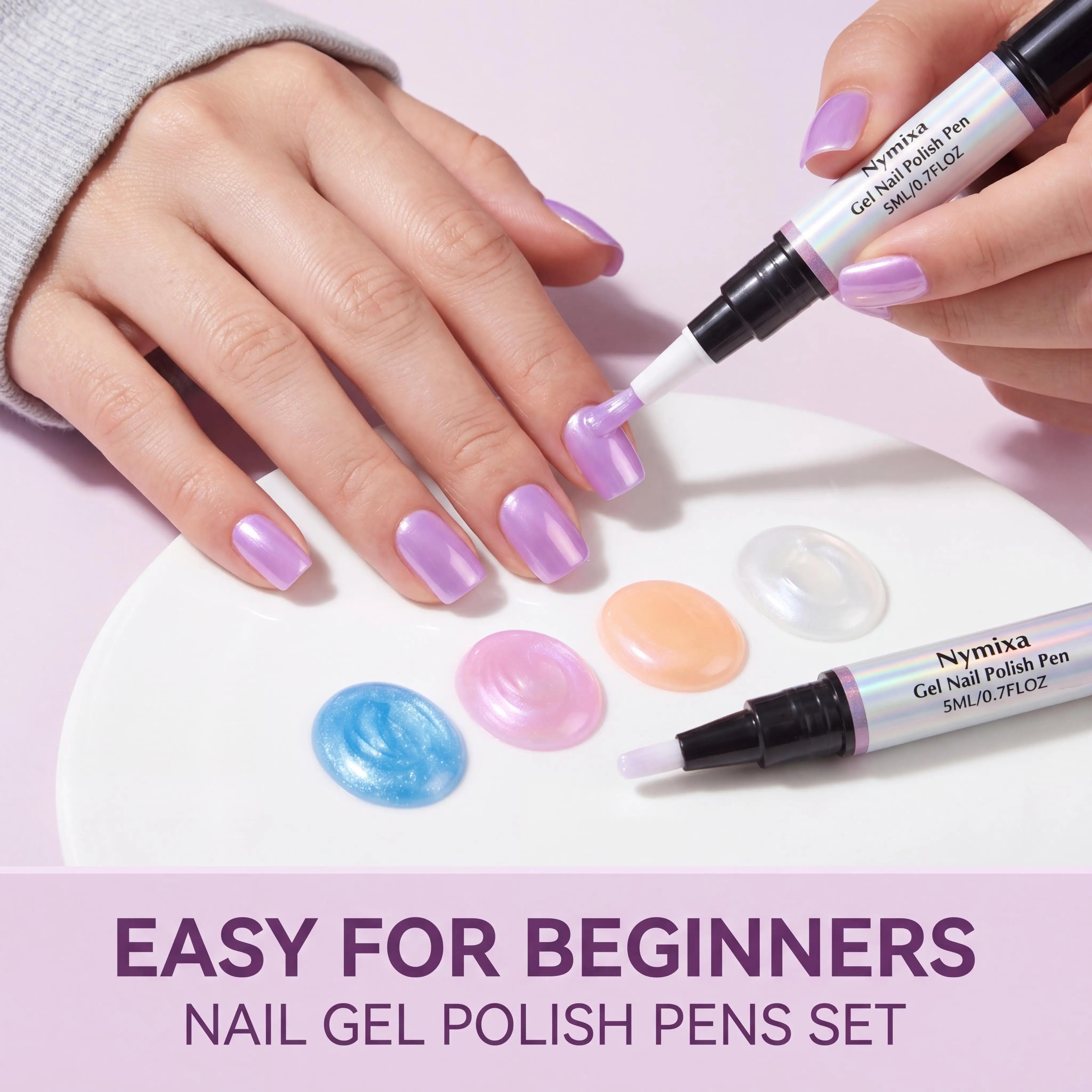 One-Step Gel Nail Polish Pens Set 6 Pearl Colors Gel Polish Set Waterproof Easy To Use DIY Nail Art Marker Pens For Beginners view 6