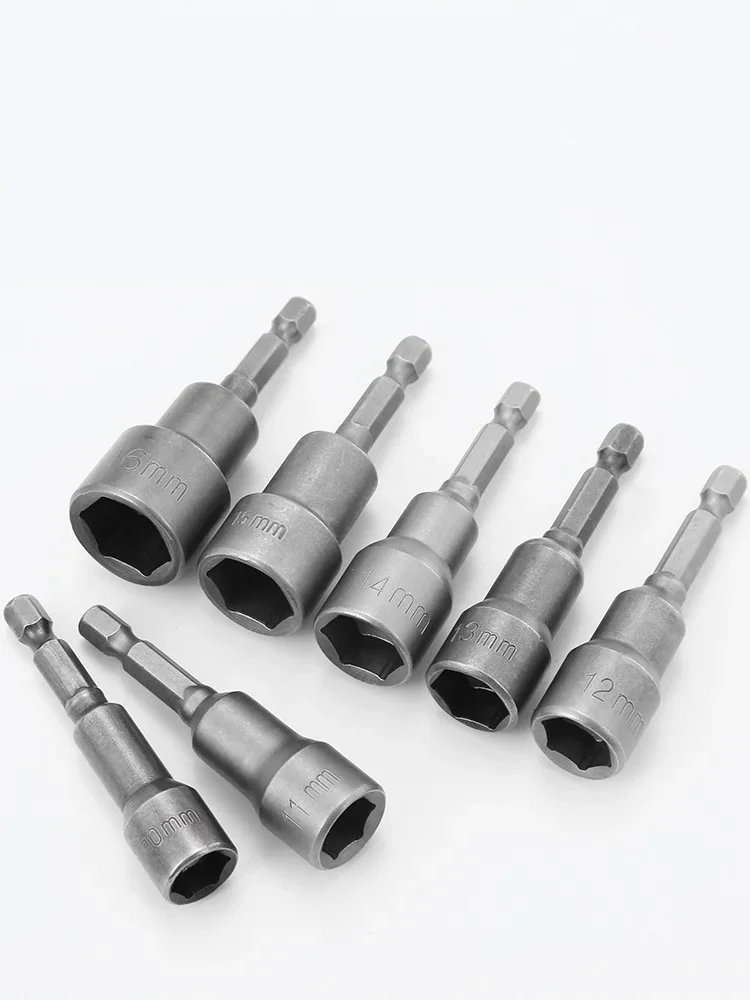 3mm-24mm 65mm Long Adapter Tool Driver Metric Electric Screwdriver Bit With No Magnetic Hexagon Socket Hexagon Handle Screw Nut