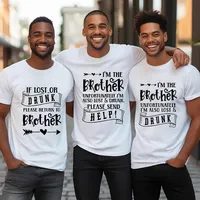 Men's Clothing Drinking Party T-shirts If Lost or Drunk Please Return To Brother Tees Funny Men Weekend Party Best Friends Tops