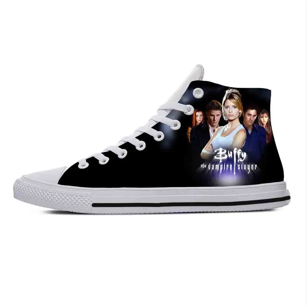 Anime Dos Desenhos Animados Buffy The Vampire Slayer Moda Casual Pano Sapatos High Top Leve Respirável 3D Impressão Das Mulheres Dos Homens Sneakers