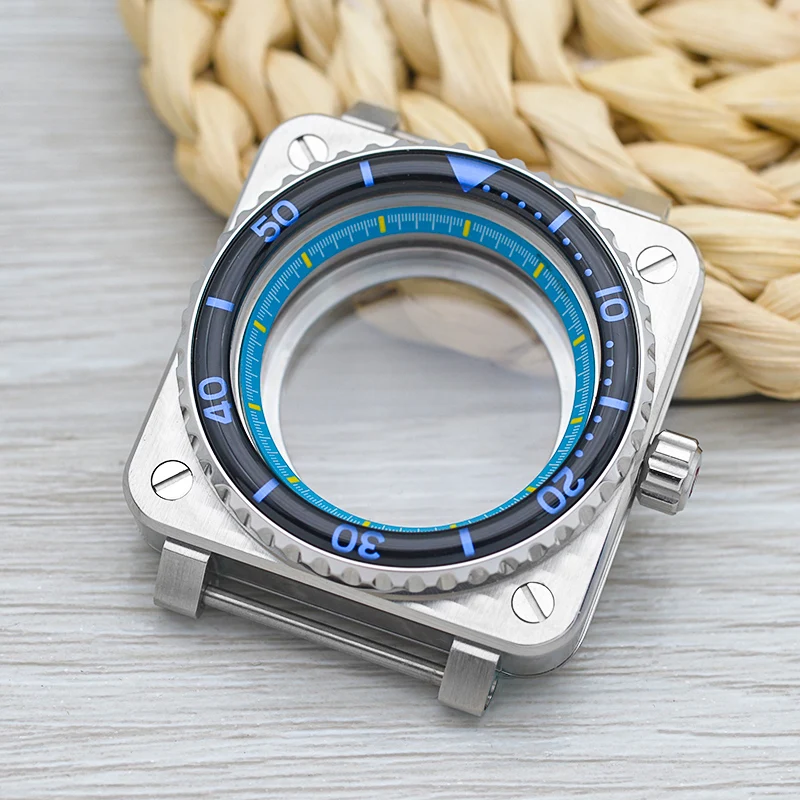 42มม.ใหม่นาฬิกาหน้าปัดทรงสี่เหลี่ยมกรณีสแตนเลสนาฬิกาผู้ชายเหมาะกับ Seiko NH35 NH36การเคลื่อนไหว20ATM กันน้ำนาฬิกาอะไหล่